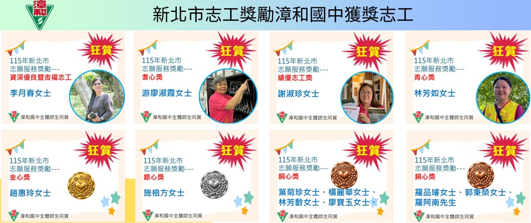 新北市志工獎勵獲獎志工